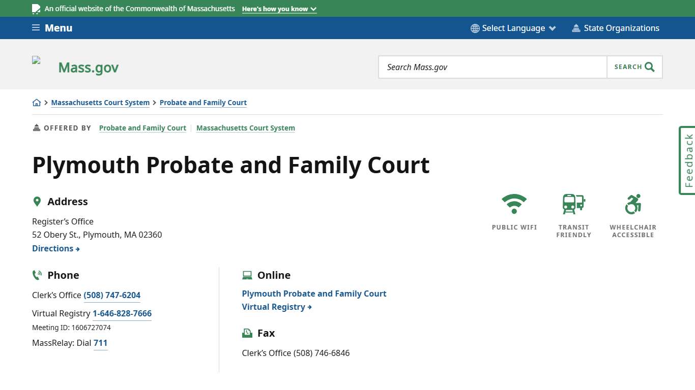 Plymouth Probate and Family Court Mass.gov